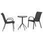 Preview: 3-teiliges Garten Bistro Set Schwarz Textilene und Stahl