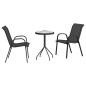 Preview: 3-teiliges Garten Bistro Set Schwarz Textilene und Stahl