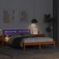 Preview: Bettgestell mit Kopfteil & LED Wachsbraun 120x190 cm Massivholz Kiefer