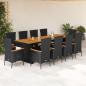 Preview: ARDEBO.de - 11-tlg. Garten-Essgruppe mit Kissen Schwarz Poly Rattan