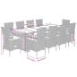 Preview: 11-tlg. Garten-Essgruppe mit Kissen Schwarz Poly Rattan