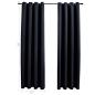 Preview: Verdunkelungsvorhänge mit Ringen 2 Stk. Schwarz 137x213 cm Stoff