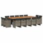 Preview: 15-tlg. Garten-Essgruppe mit Kissen Grau Poly Rattan