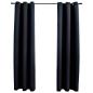 Preview: ARDEBO.de - Verdunkelungsvorhänge mit Ringen 2 Stk. Schwarz 97x213 cm Stoff