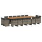 Preview: 17-tlg. Garten-Essgruppe mit Kissen Grau Poly Rattan