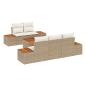 Preview: 6-teilige Garten Sofa Set mit Kissen Beige Poly Rattan Akazie