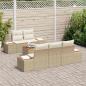 Preview: 6-teilige Garten Sofa Set mit Kissen Beige Poly Rattan Akazie