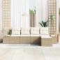 Preview: 5-teiliges Garten Sofa Set mit Kissen in Beige Poly Rattan Akazie