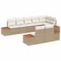 Preview: 8-teiliges Garten-Sofa-Set mit Kissen beige Poly-Rattan Akazie