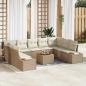 Preview: ARDEBO.de - 6-teiliges Garten Sofa Set mit Kissen Beige Poly Rattan Akazie