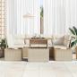 Preview: 6-teiliges Garten Sofa Set mit Kissen Beige Poly Rattan