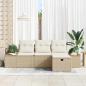 Preview: ARDEBO.de - 4-teiliges Garten-Sofa-Set mit Kissen Beige Poly Rattan
