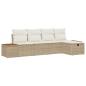 Preview: 5-teiliges Garten-Sofa-Set mit Kissen Beige Poly Rattan