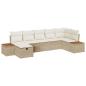 Preview: ARDEBO.de - 7-teiliges Garten Sofa Set mit Kissen Beige Poly Rattan