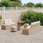 Preview: ARDEBO.de - 8-teiliges Garten Sofa Set mit Kissen Beige Poly Rattan Akazie