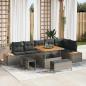 Preview: ARDEBO.de - 9-teiliges Garten-Sofa-Set mit Kissen Grau Poly Rattan Akazie