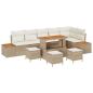Preview: 10-teiliges Garten Sofa Set mit Kissen Beige Poly Rattan Akazie