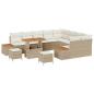 Preview: ARDEBO.de - 12-teiliges Garten Sofa Set mit Kissen Beige Poly-Rattan Akazie