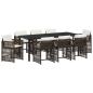 Preview: 9-teiliges Garten Essbereich mit Kissen Braun Poly Rattan