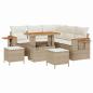 Preview: 8-teiliges Garten Sofa Set mit Kissen Beige Poly Rattan Akazie