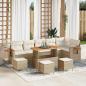 Preview: ARDEBO.de - 10-teiliges Garten Sofa Set mit Kissen Beige Poly-Rattan Akazie