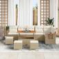 Preview: 10-teiliges Garten Sofa Set mit Kissen Beige Poly-Rattan Akazie