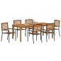 Preview: 7-teiliges Garten-Esszimmer Set Schwarz Polyrattan Akazie