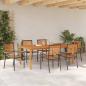 Preview: 7-teiliges Garten-Esszimmer Set Schwarz Polyrattan Akazie