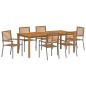 Preview: 7-teilige Garten Essset Grau Poly Rattan Akazie