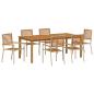 Preview: 7-teiliges Garten Essset Beige Poly-Rattan Akazie