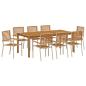 Preview: 9-teiliges Garten-Essset Beige Poly Rattan Akazie