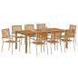 Preview: 9-teiliges Garten-Essset Beige Poly Rattan Akazie