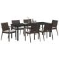 Preview: 7-teiliges Garten-Esstischset mit Kissen Braun Poly-Rattan