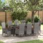 Preview: ARDEBO.de - 9-teiliges Garten-Dining-Set mit Kissen Grau Poly-Rattan