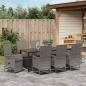 Preview: 9-teiliges Garten-Dining-Set mit Kissen Grau Poly-Rattan
