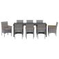 Preview: 9-teiliges Garten-Essset Grau Poly-Rattan
