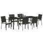Preview: 7-teiliges Garten-Essset mit Kissen Schwarz Poly Rattan