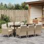 Preview: Garten Essgruppe 9 stk. Beige Poly-Rattan