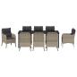 Preview: Garten Essgruppe mit Kissen 9 pcs Hellgrau Poly-Rattan
