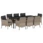 Preview: Garten Essgruppe mit Kissen 9 pcs Hellgrau Poly-Rattan