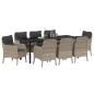 Preview: Garten Essgruppe mit Kissen 9 pcs Hellgrau Poly-Rattan
