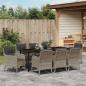 Preview: Garten Essgruppe mit Kissen 9 pcs Hellgrau Poly-Rattan