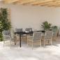 Preview: ARDEBO.de - 7-teiliges Garten-Esszimmer-Set mit Kissen Beige Poly Rattan
