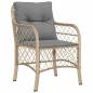 Preview: 9-teiliges Garten-Esstischset mit Kissen Beige Poly Rattan