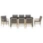 Preview: 9-teiliges Garten-Esstischset mit Kissen Beige Poly Rattan