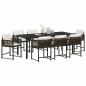Preview: ARDEBO.de - 9-tlg. Garten-Essgruppe mit Kissen Braun Poly Rattan