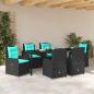 Preview: 7-teiliges Garten-Essset Schwarz Poly-Rattan