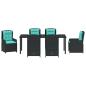 Preview: 7-teiliges Garten-Essset Schwarz Poly-Rattan