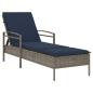Preview: Sonnenliege mit Kissen Grau 63 x 200 x 81 cm Poly Rattan (nur USA)
