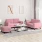 Preview: ARDEBO.de - 3-tlg. Sofagarnitur mit Kissen Rosa Samt